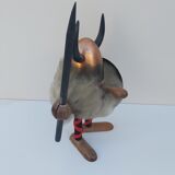 Scandinavian Viking teak and metal statue