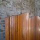 Large French folding screen in pine, room divider, 1950s, attributed to Baumann.