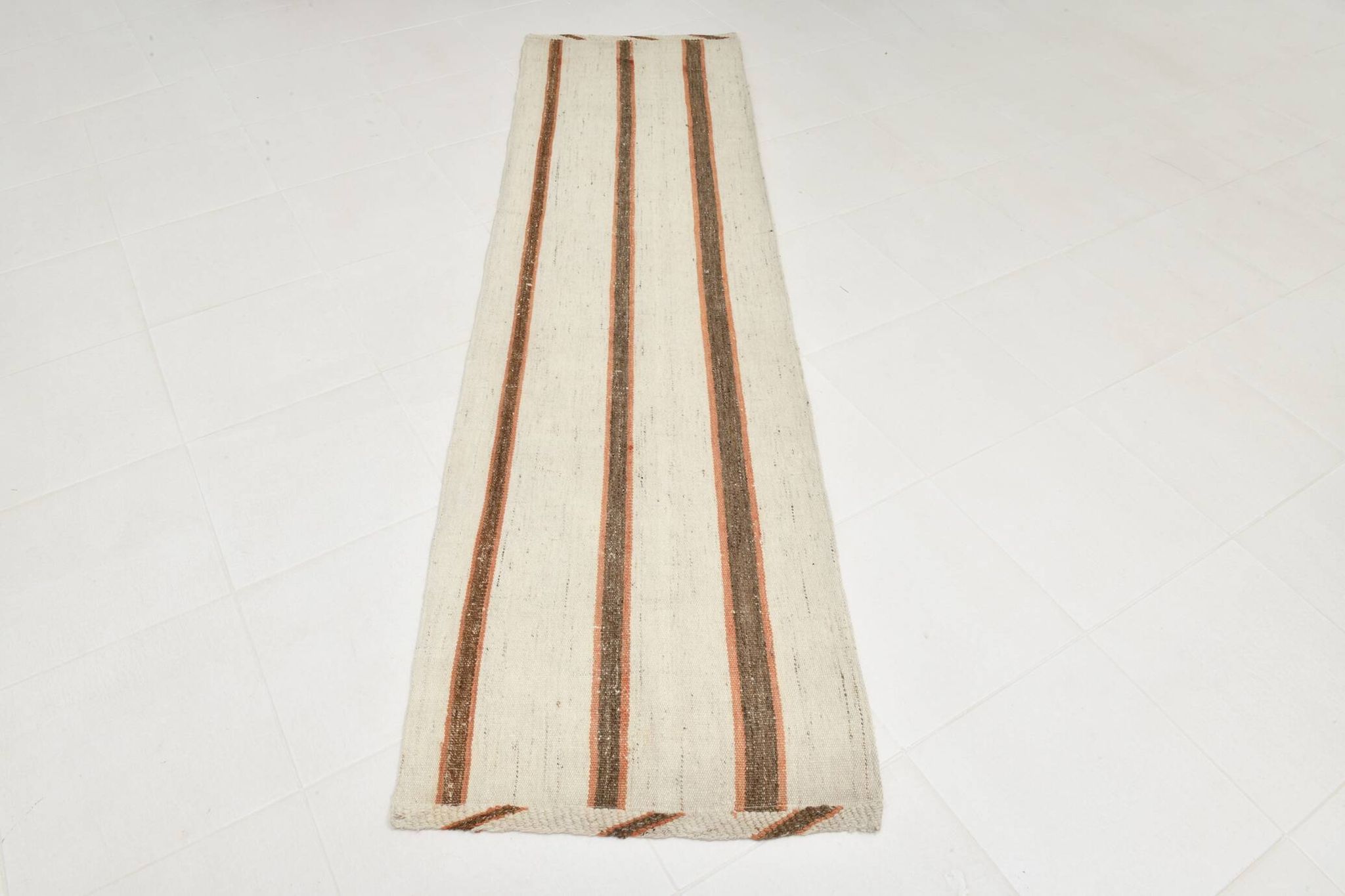 Tapis Kilim marron et beige 2x8, 71x260 cm
