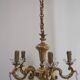 Solid bronze chandelier with crystal pendants and candle holders - Lucien GAU