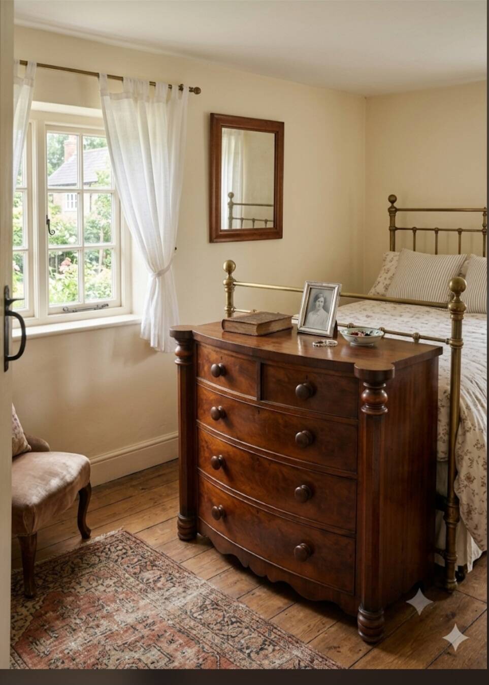 Commode galbée ancienne en acajou de style anglais