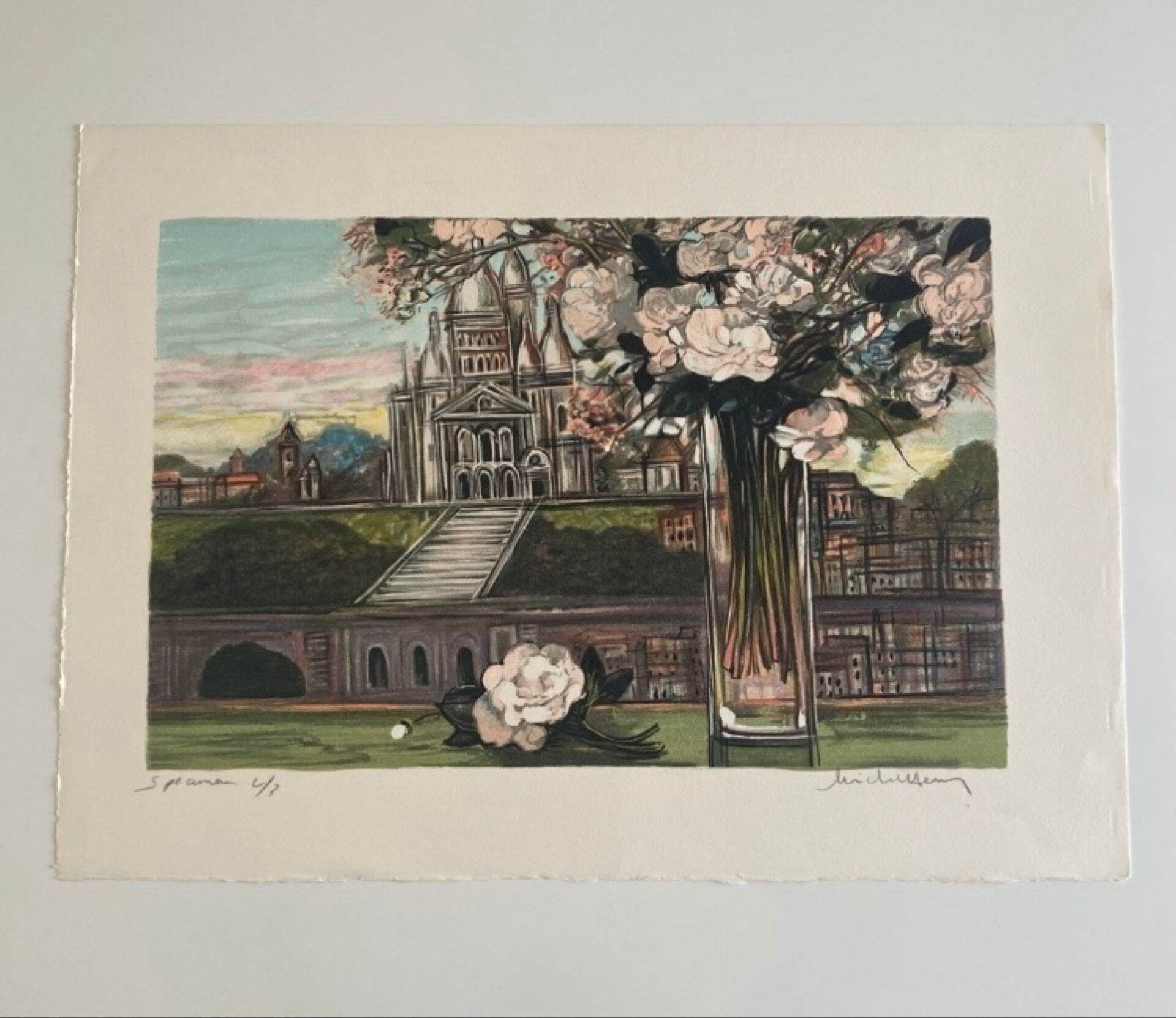 Numbered and signed lithograph by Michel Henry - Urban landscape - Paris
