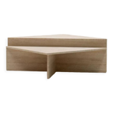 Up&Up triangle travertine coffee table, Italy 70s