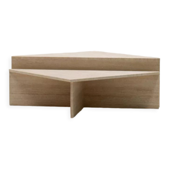 Up&Up triangle travertine coffee table, Italy 70s