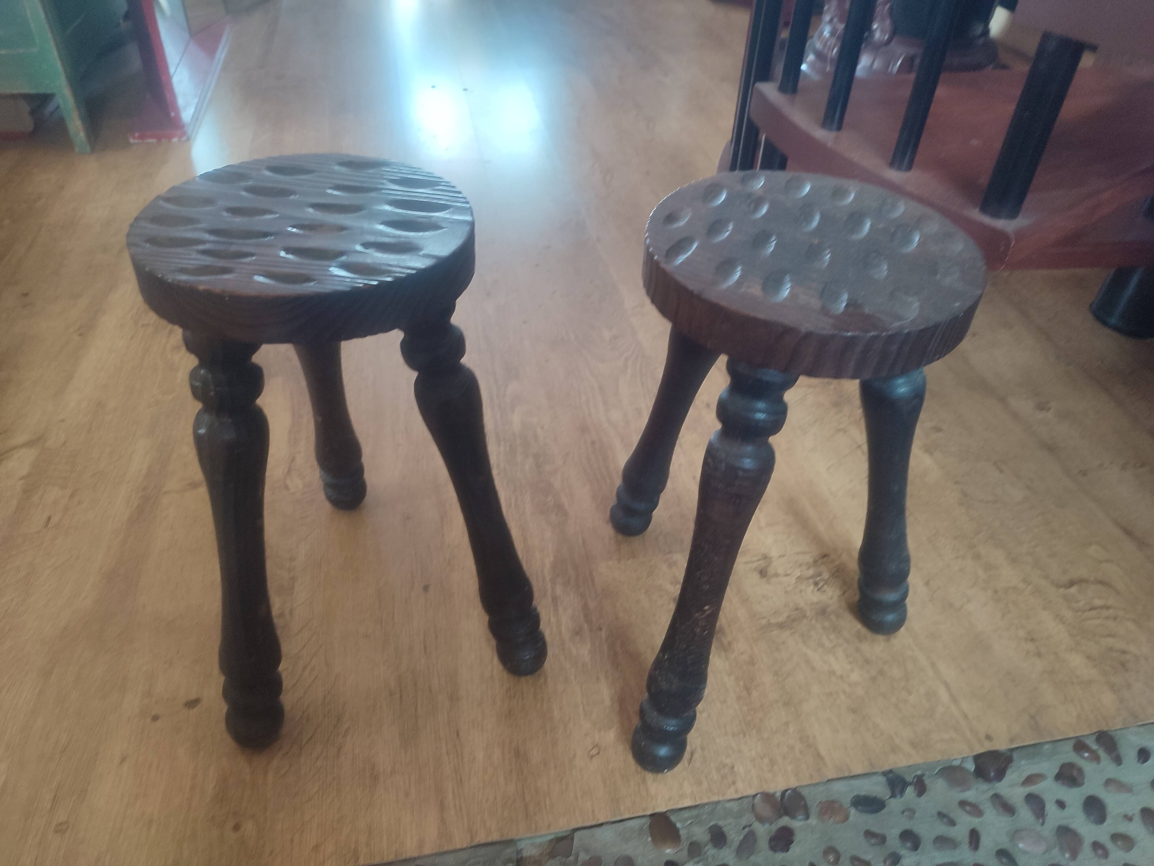 Pair of wooden shepherd's stools