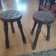 Pair of wooden shepherd's stools