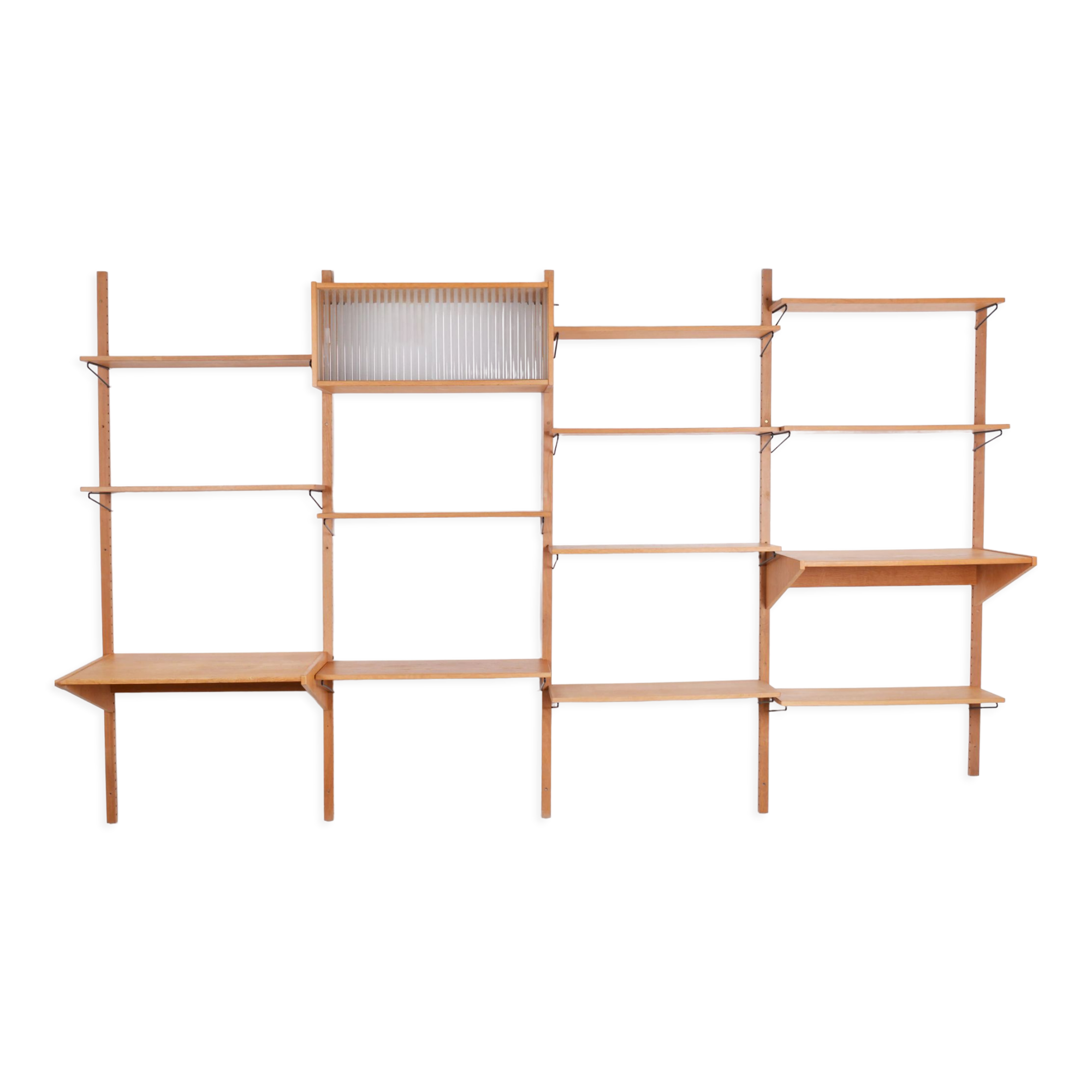 Scandinavian oak hanging bookcase - 1970