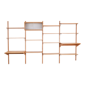 Scandinavian oak hanging bookcase - 1970