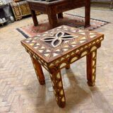 Moroccan camel bone marquetry wooden table for bedroom or living room