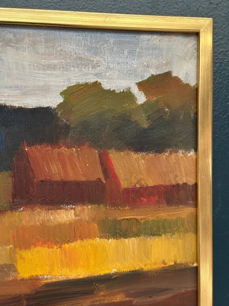 Original Swedish Oil on Canvas – "Landscape" by Olle Rhönnstad – Signed – Vintage and Framed – 43 × 35 cm (16.9" × 13.8")