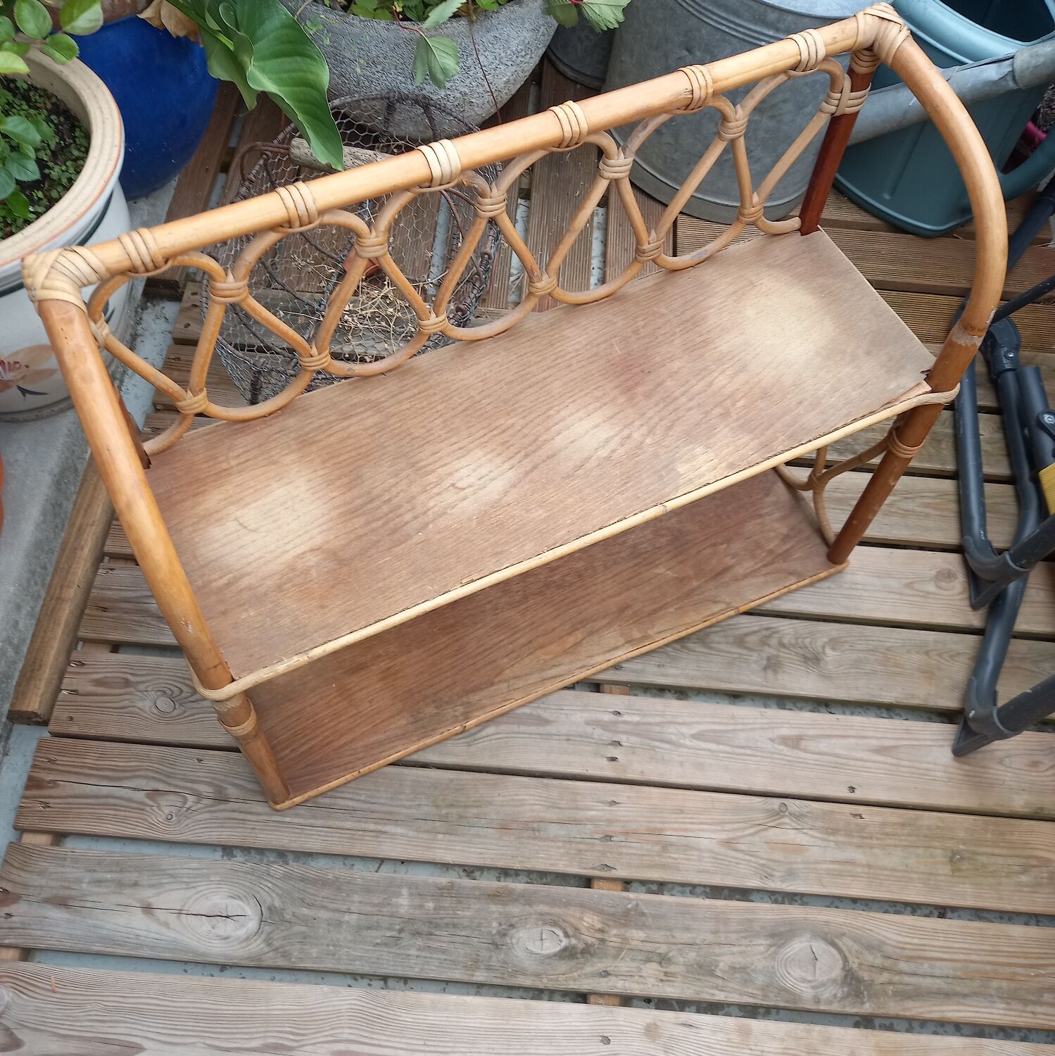Vintage rattan shelf