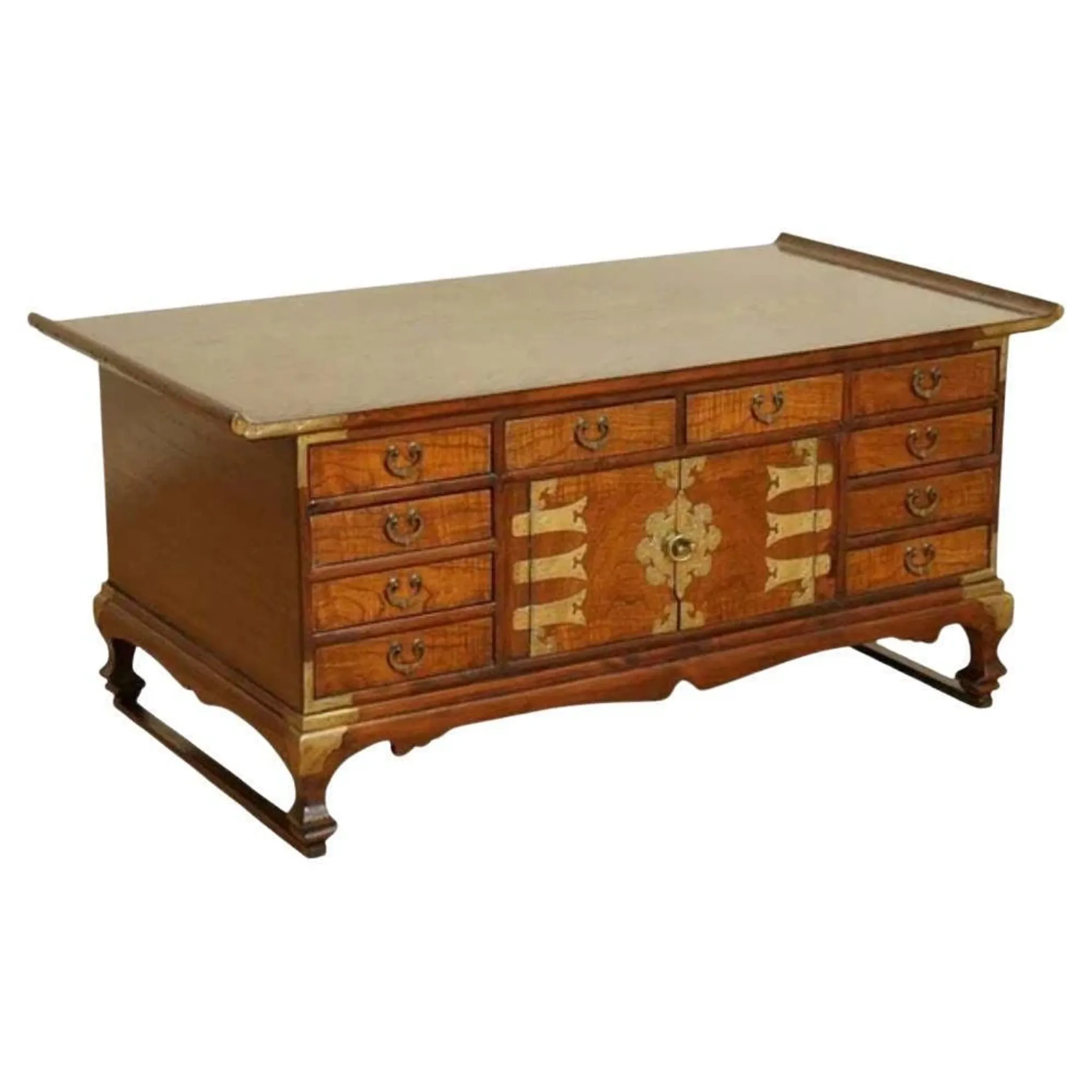 Coffee Table in Elm with Drawers, Korea, Late 19th Century
