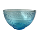 Salad bowl in molded glass pressed art deco fluorescent blue
