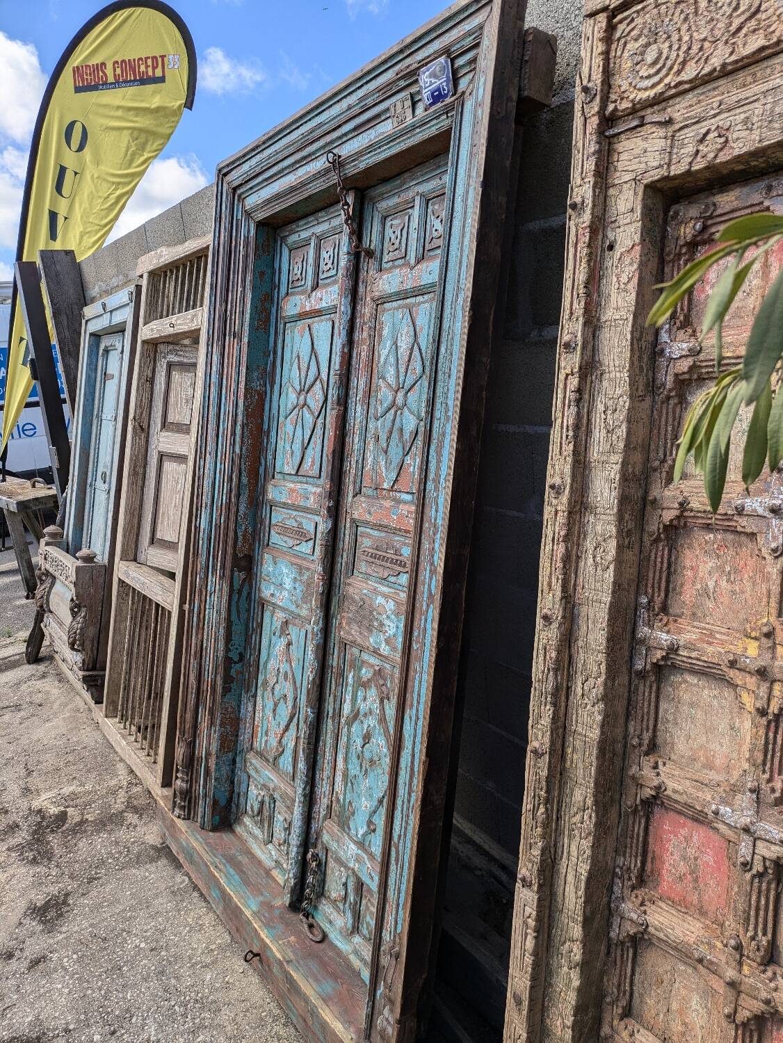 Antique Indian door in solid teak