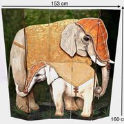 Postmodern five-panel room divider by doro with two asiatic elephants, italy