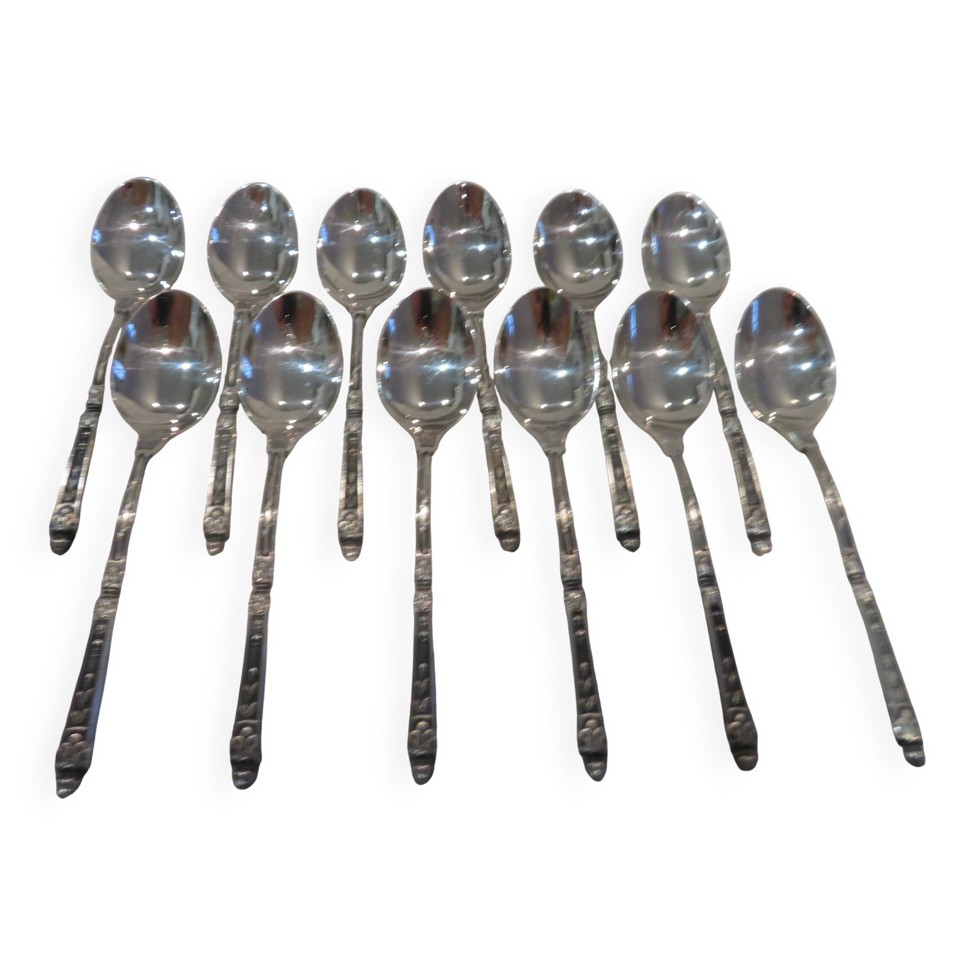 12 silver-plated mocha spoons with goldsmith Manulor Russian handle 10.6cm
