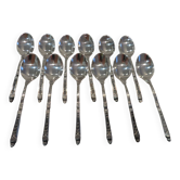 12 cuillères à moka métal argenté orfèvre Manulor manche à la russe 10,6cm