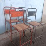 4 antique metal wooden chairs