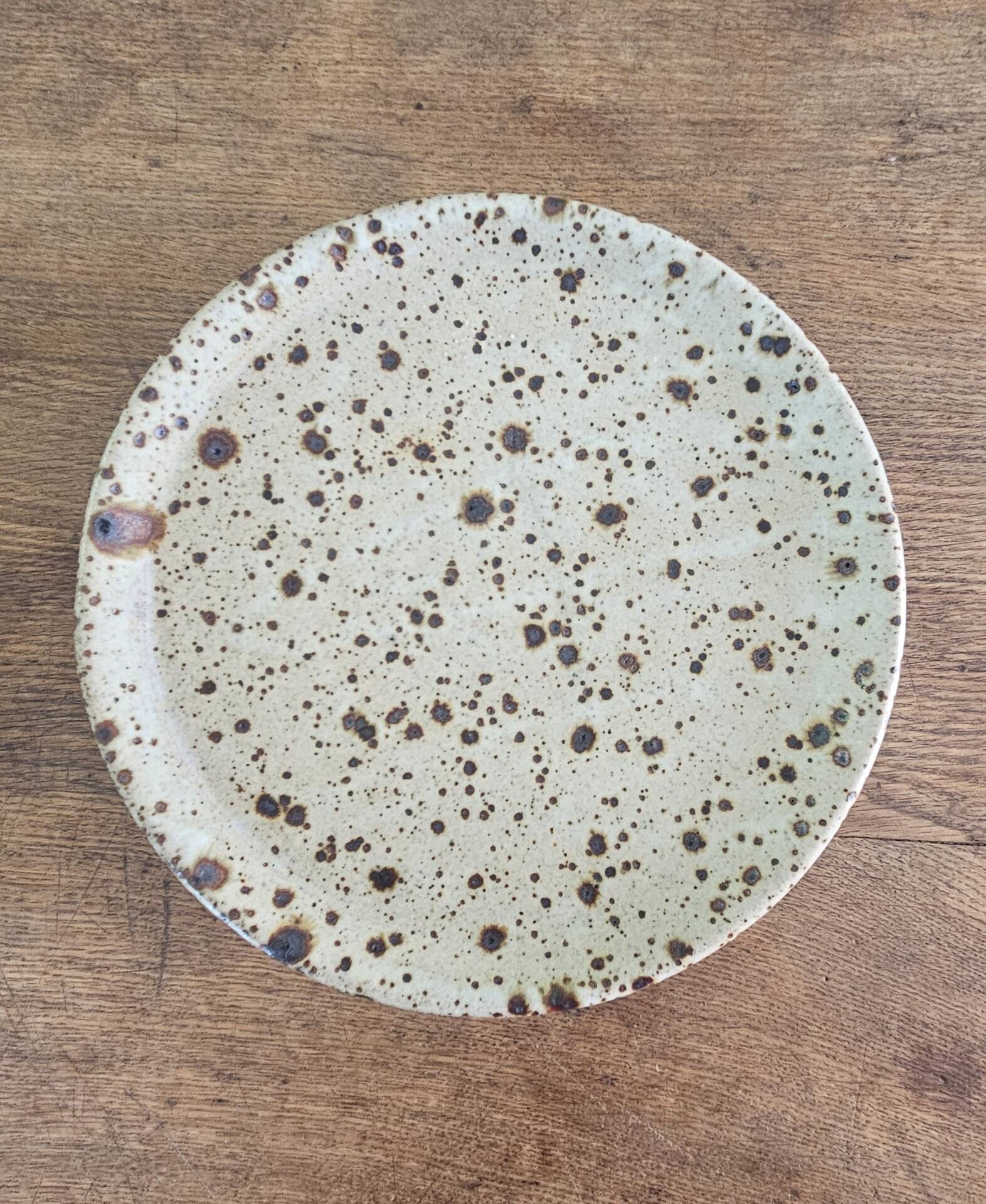 6 signed Tiffoche vintage pyrite glazed stoneware plates