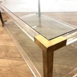 Vintage coffee table in plexiglass and gilded metal, 1970
