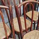 Series of 6 kohn bistro chairs curved wood and cannage