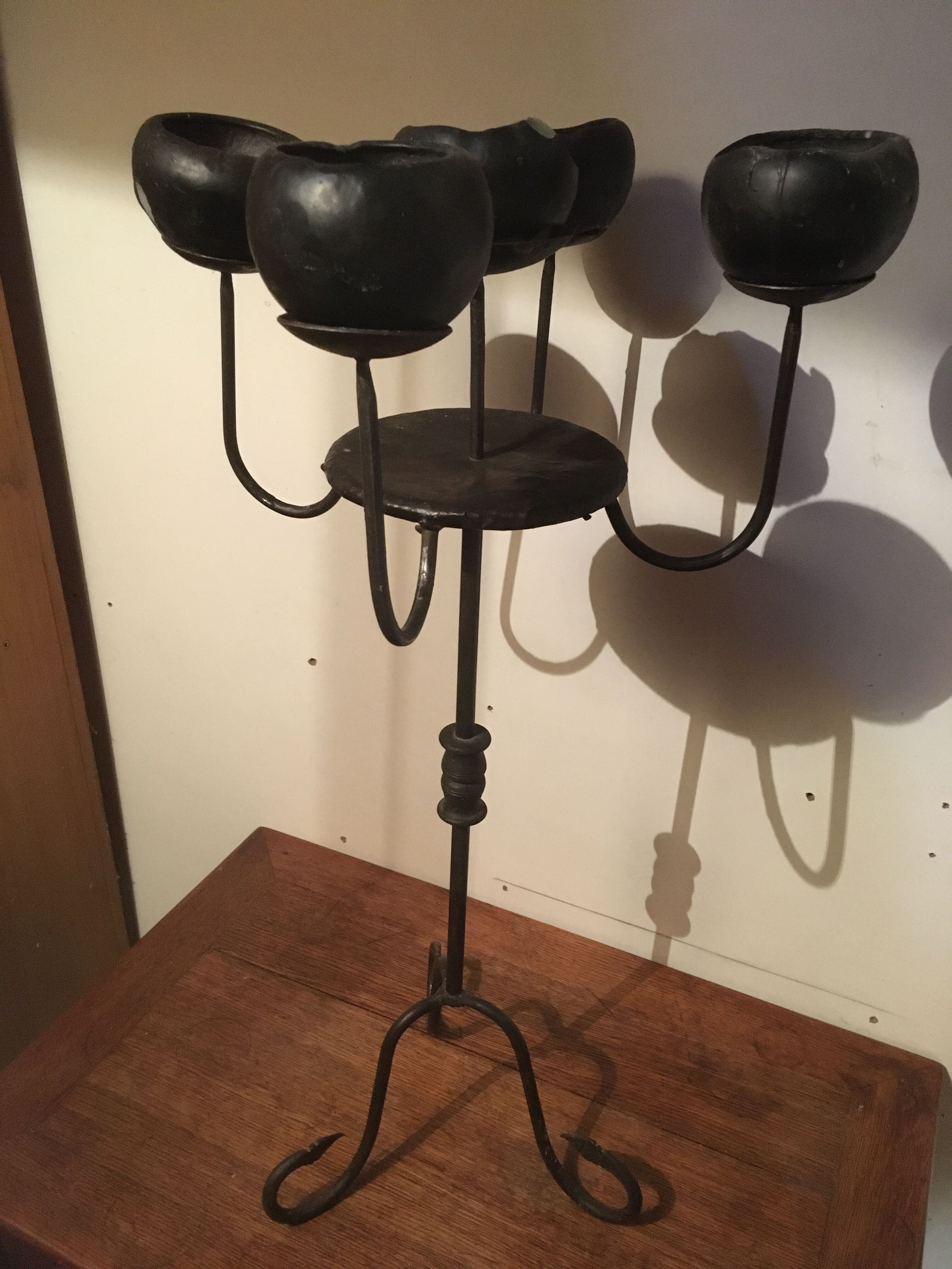 Chandelier 5 candles in wrought iron