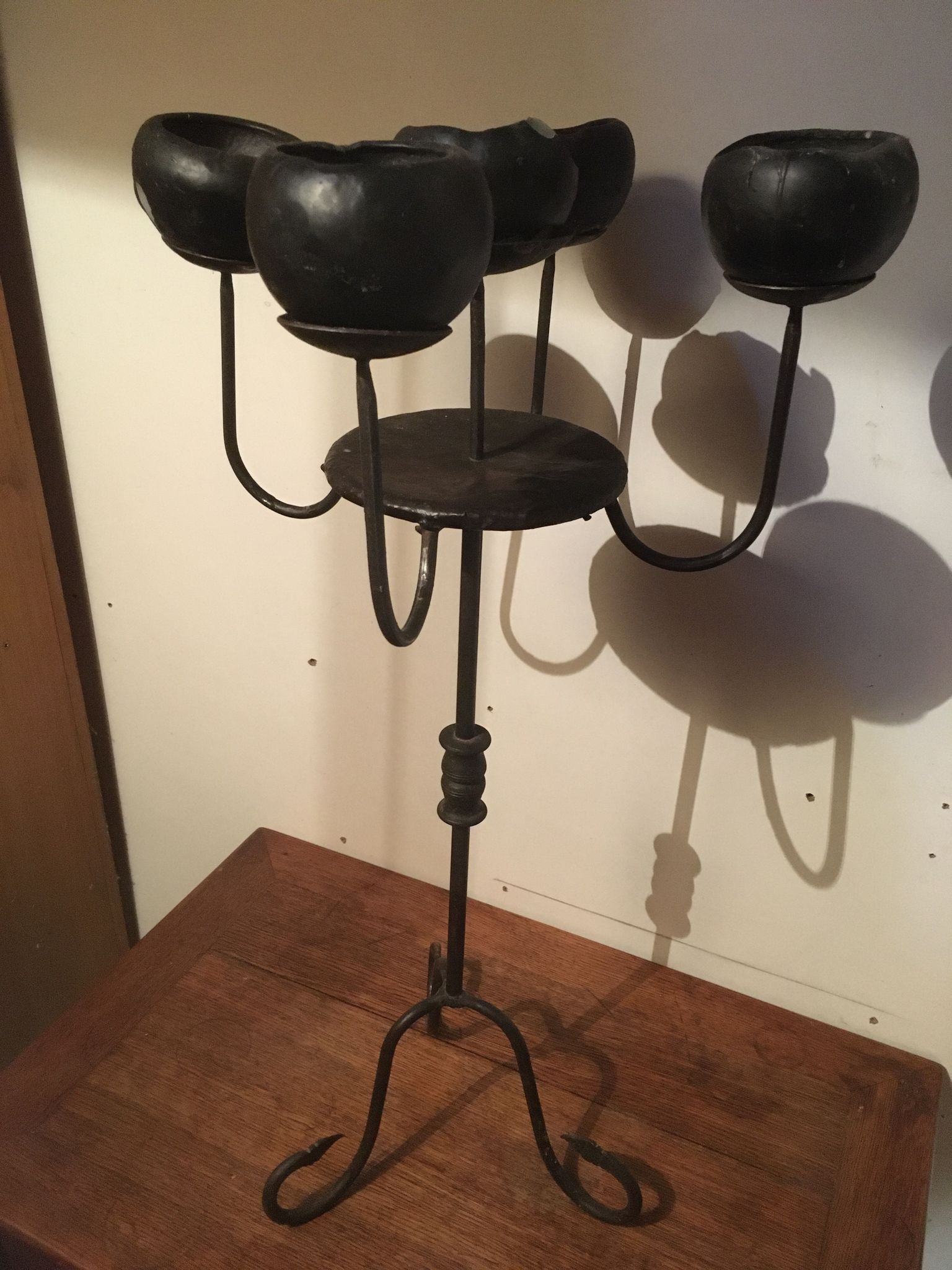 Chandelier 5 candles in wrought iron