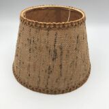 Pair of vintage burlap and braid lampshades
