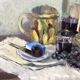 Nature morte à l’huile sur toile signée 1950 vintage