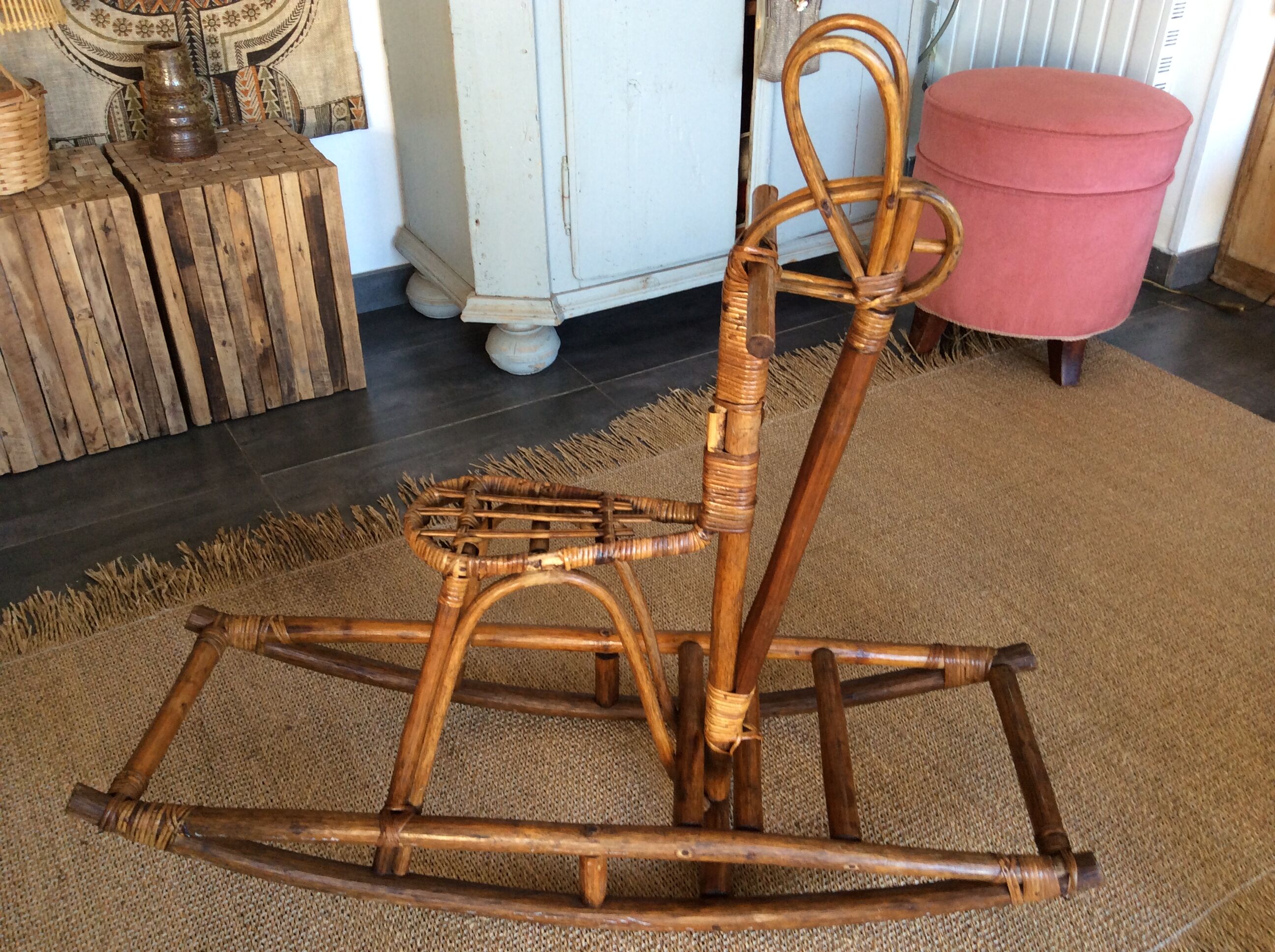Rattan rocking horse