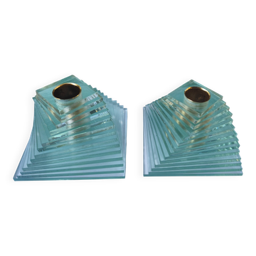 Paire de chandeliers Penco New Bedford. Stacked Glass