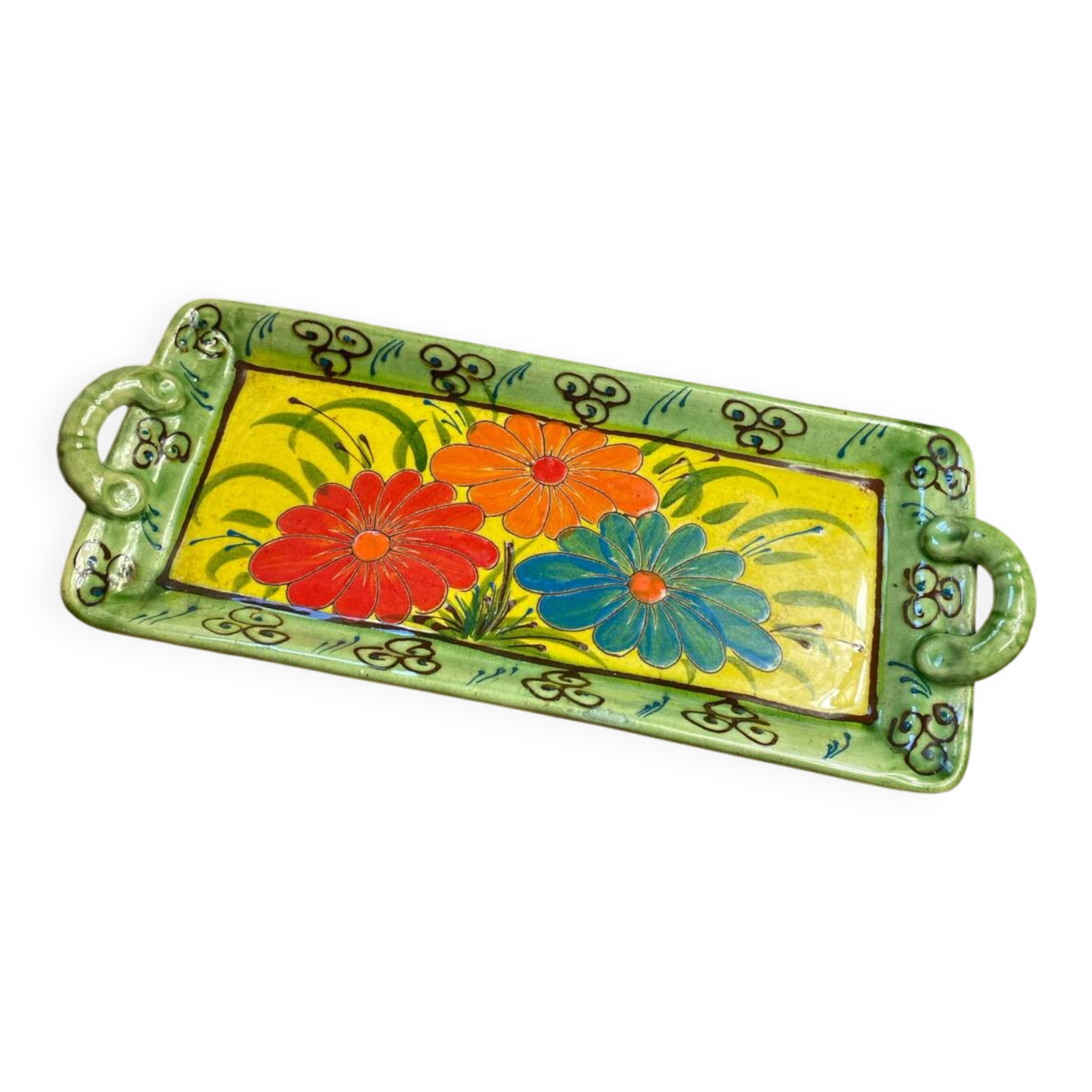 Plat fleuri en céramique