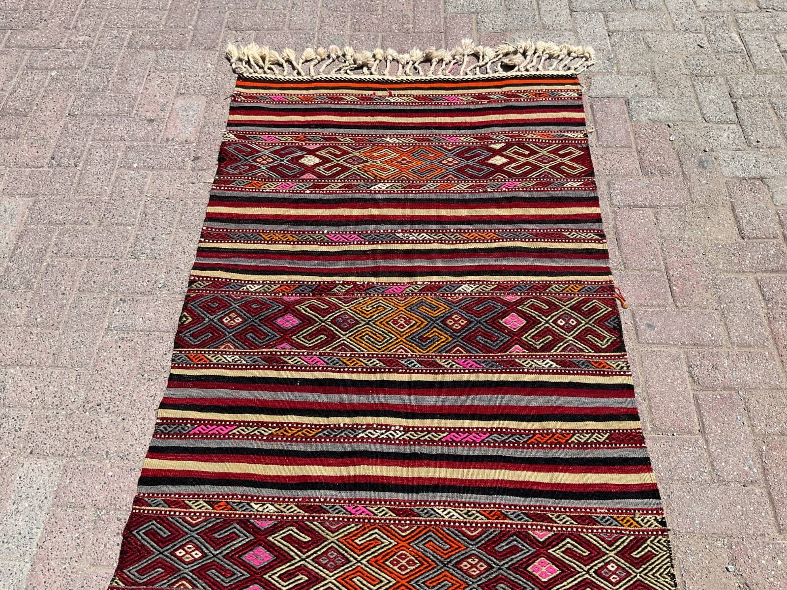4 x 6 ft handmade runner kilim rug vintage kilim rug Turkish rug bedroom rugs