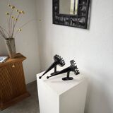 Black metal brutalist wall lights