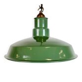 Suspension industrielle en émail vert, années 1960