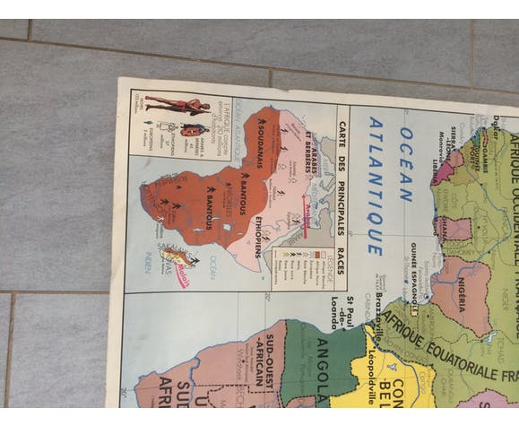 Ancient educational map South America/Africa