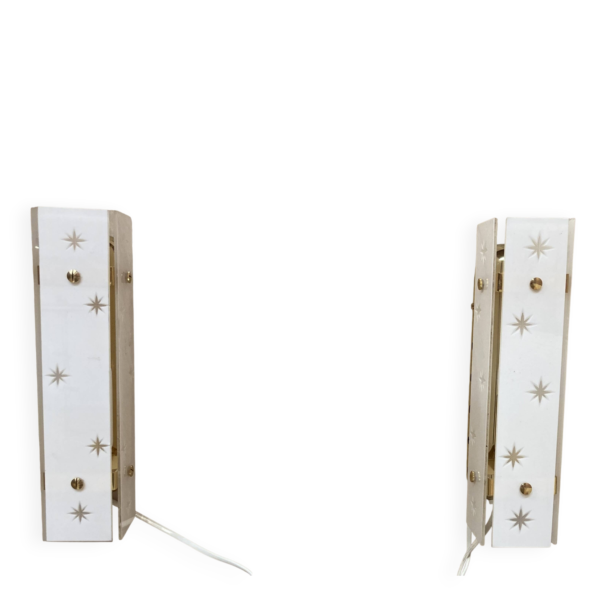 PAIR OF GLASS WALL LIGHTS SCANDINAVIAN DESIGN 1960.