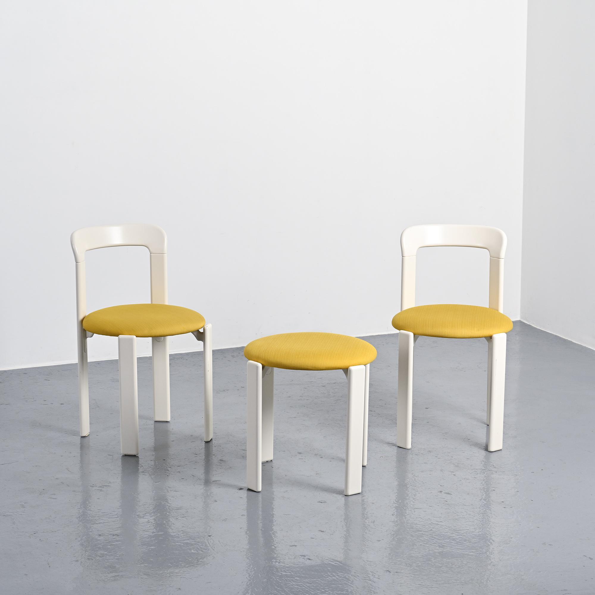 Set of two chairs and a stool by Bruno Rey, Dietiker, circa 1975.
