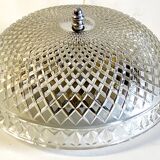 Ceiling lamp in glass and chrome 60s