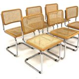 Set of 6 "B32" chairs, Marcel Breuer, Italy 1990