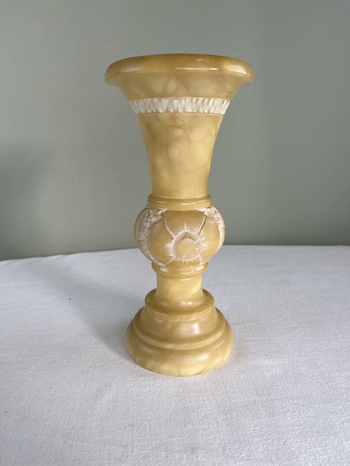 Sculpted alabaster vase