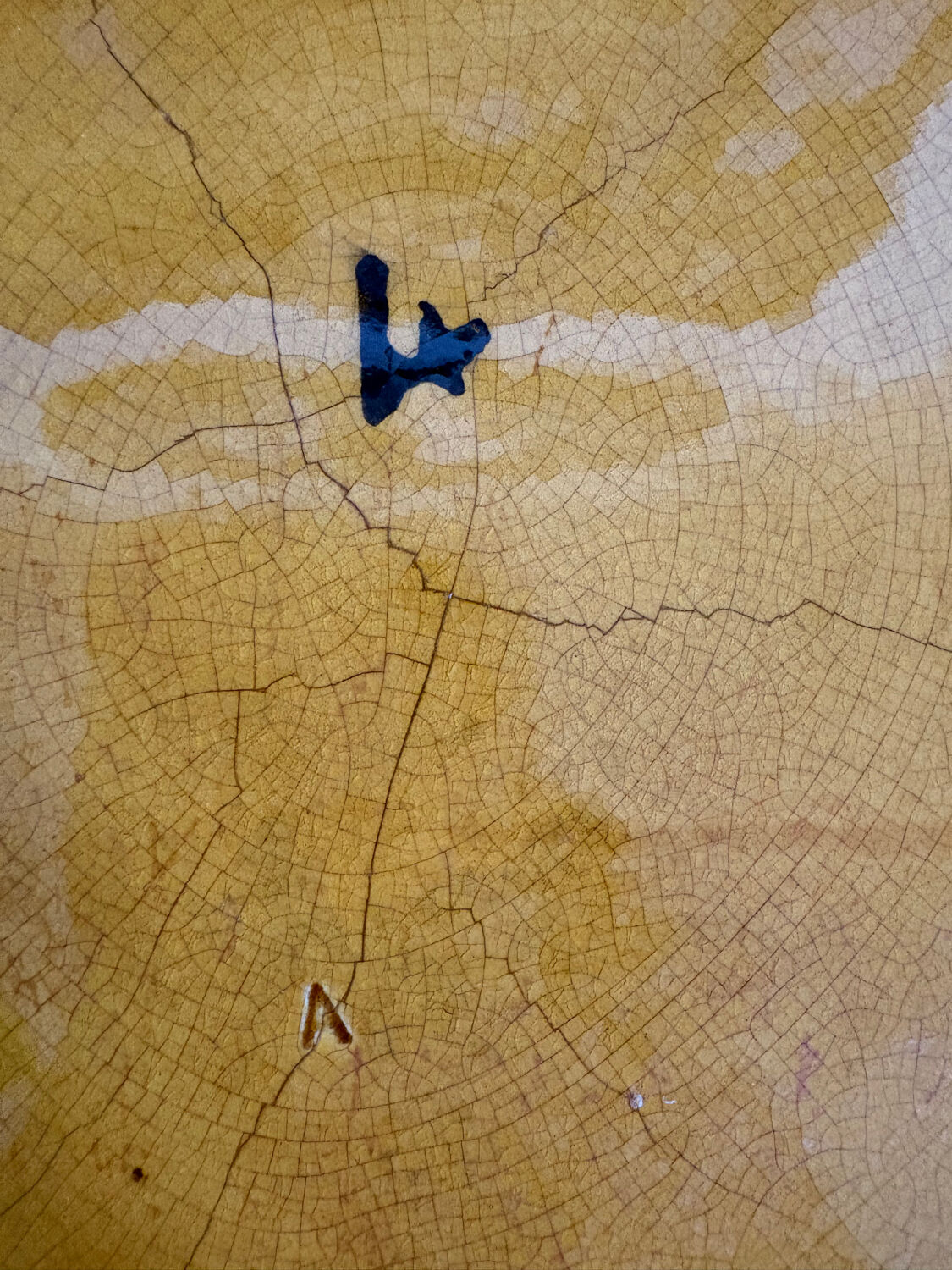 Antique cache-pot in earthenware barbotine – landscape & train decoration – early