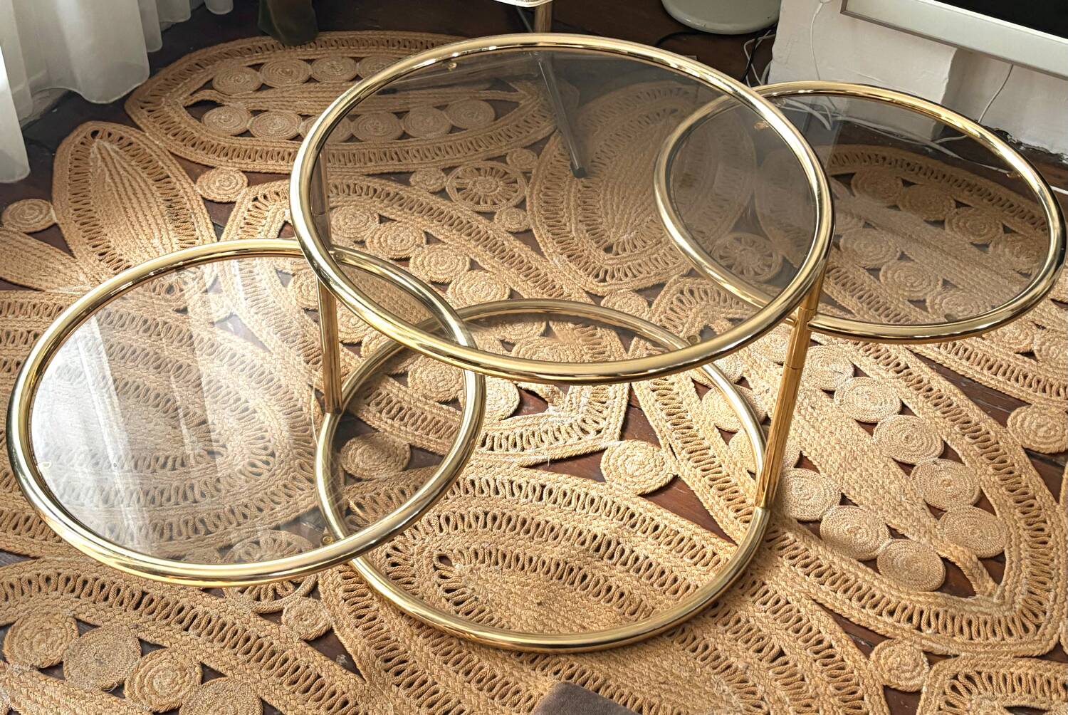 Brass and glass extendabel coffee table by Morox, Italy 1970’s