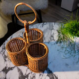 Rattan bottle holder and cannage, 1970