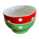 2 small ceramic polka dot bowls from Longchamp France