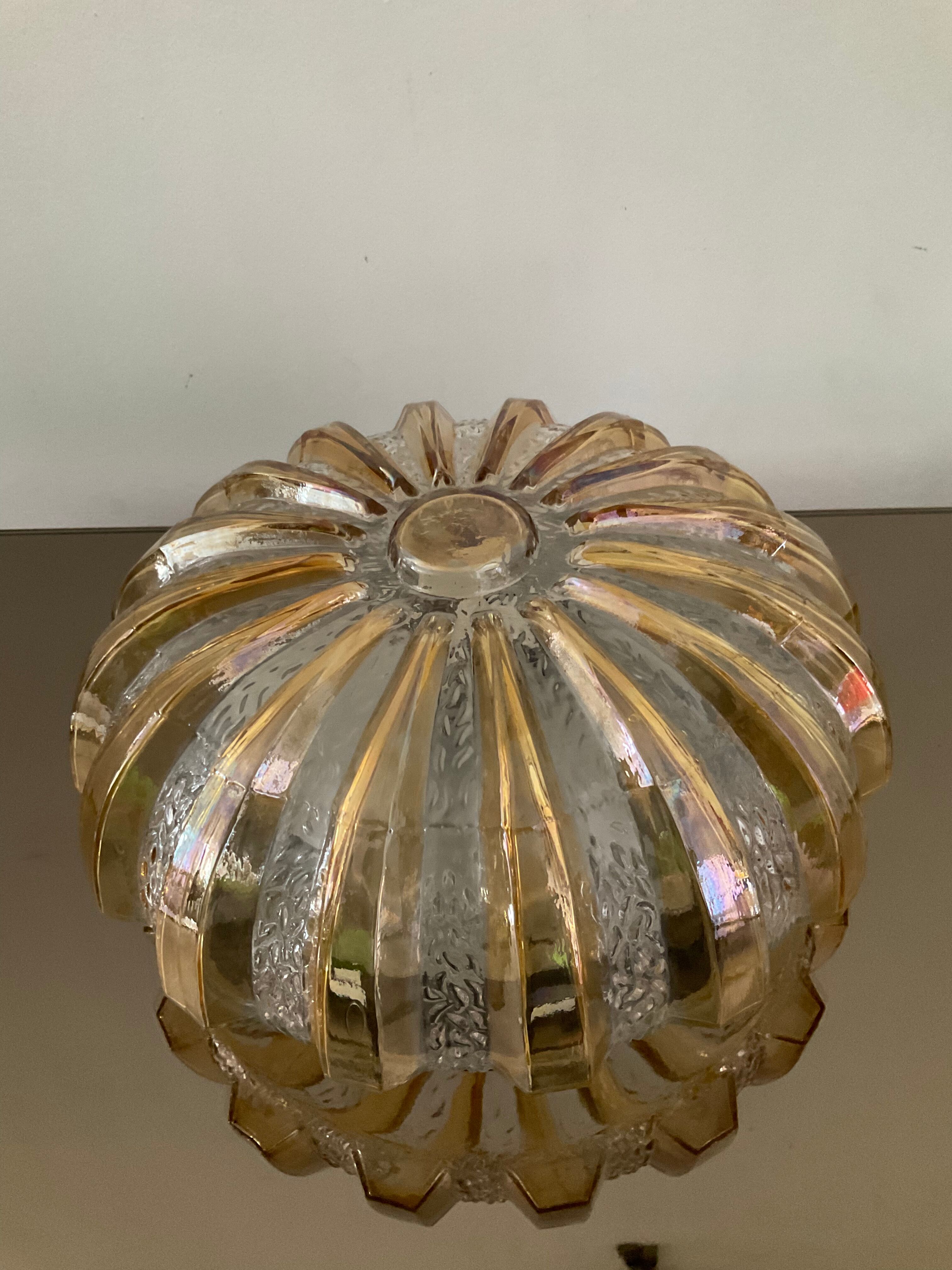 Vintage wall lamp in iridescent molded glass 70s