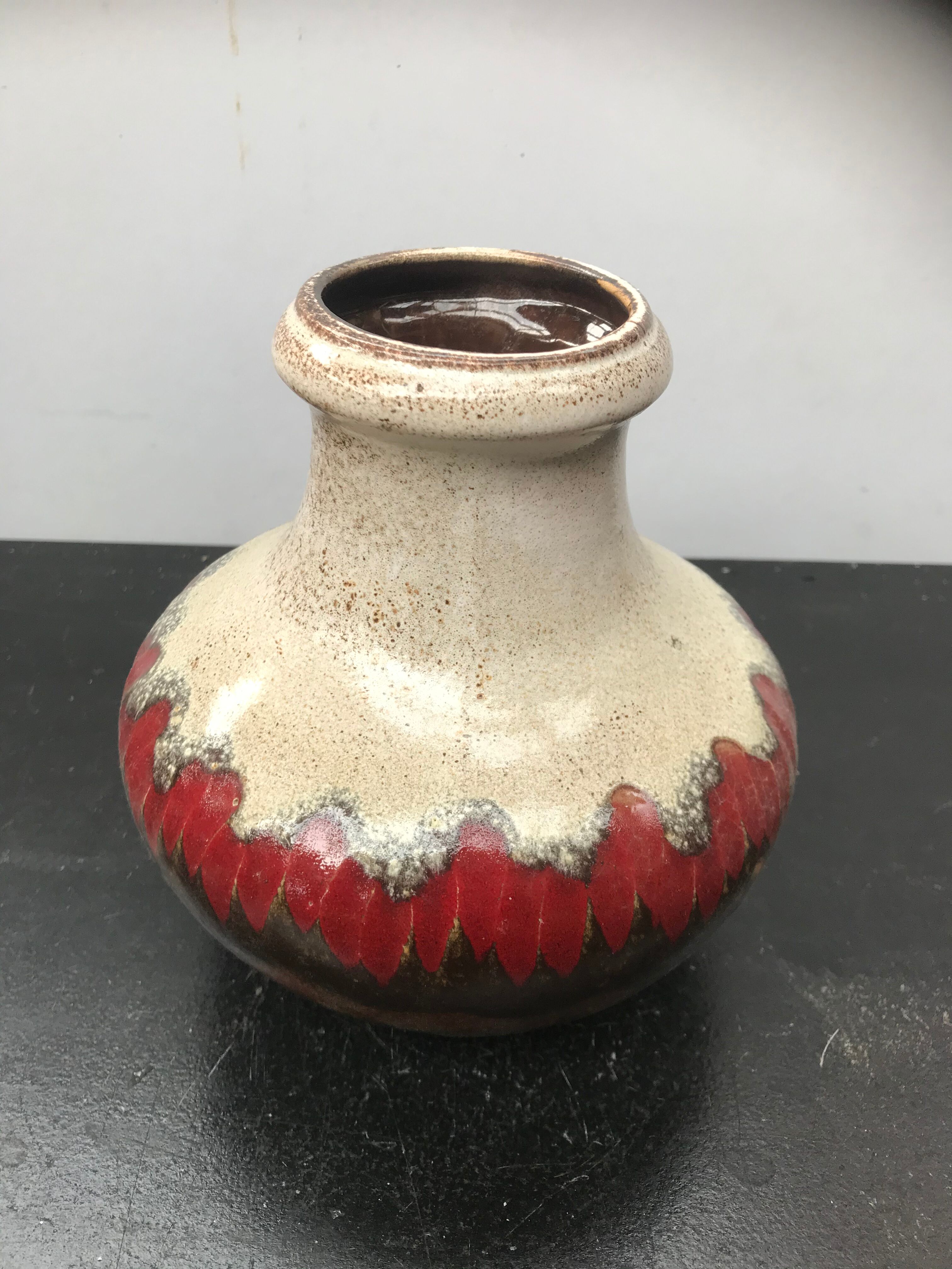 Former Pitcher SCHEVRICH Ceramics GERMANY Beige Brown Red Vintage