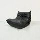 French black leather Togo lounge chair by Michel Ducaroy for Ligne Roset, 1970s