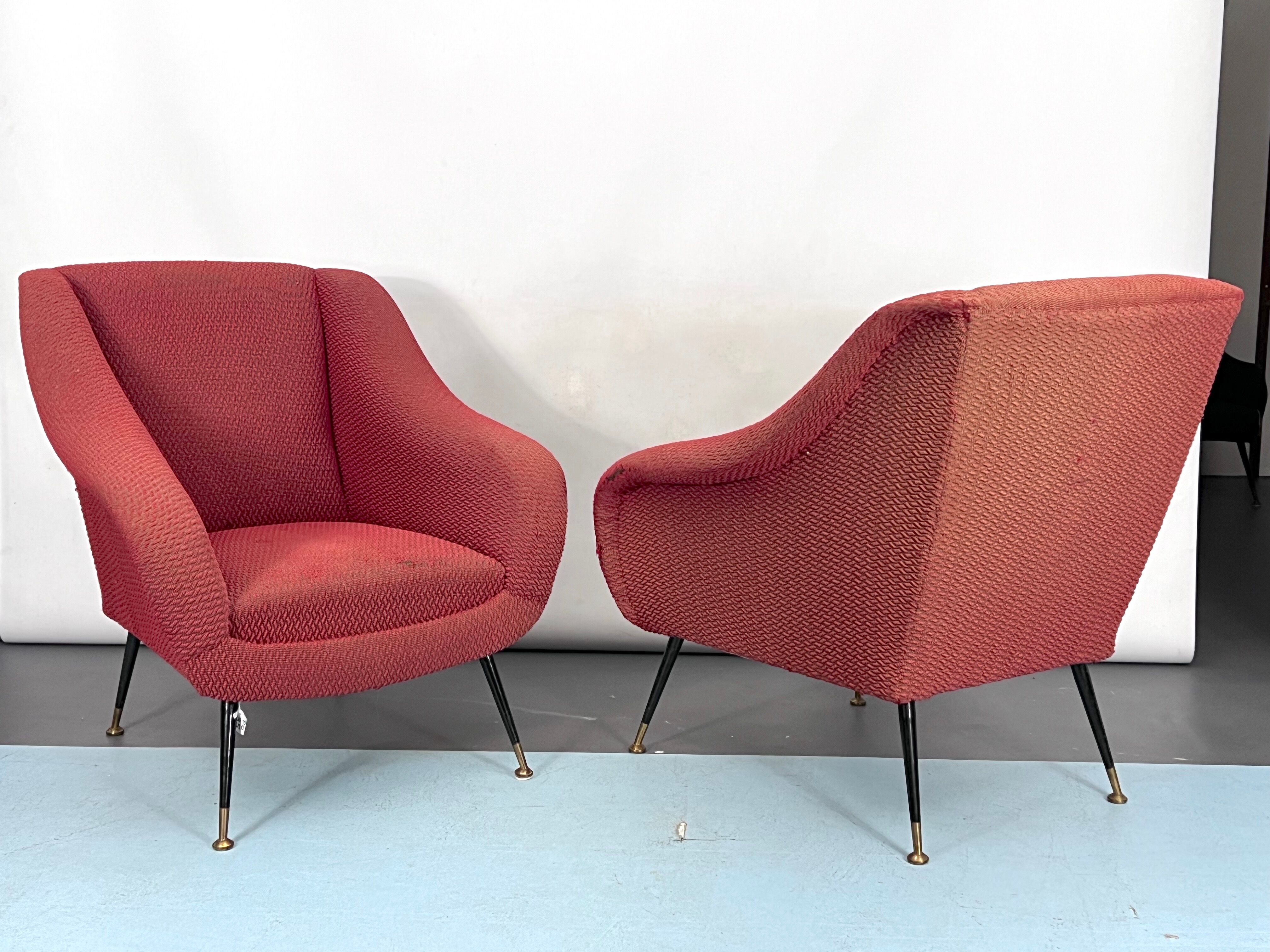 Mid-century pair of lounge chairs by Gigi Radice for Minotti, Italy 1950s