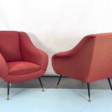 Mid-century pair of lounge chairs by Gigi Radice for Minotti, Italy 1950s